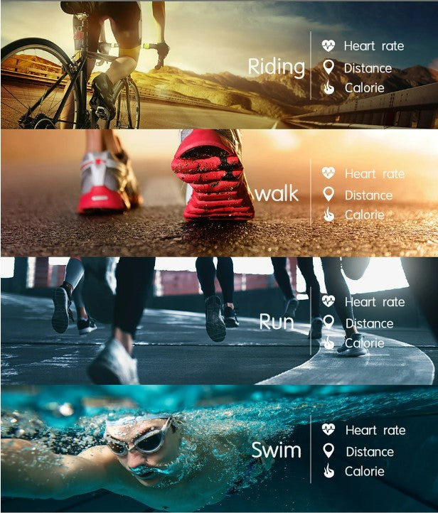 TECKMOOR TF9 Smart Watch Fitness Tracker Multi Sports Band - Black