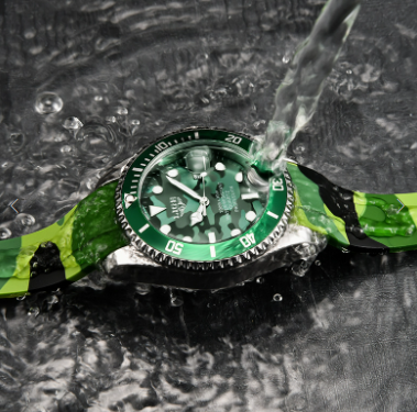 TECKMOOR LIGE Men's Quartz Watch 30M Waterproof Watch Silicone Camo Strap - Green