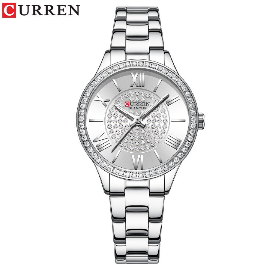 TECKMOOR CURREN Ladies Watch Fashion Steel Band Watch - White