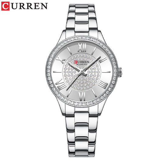 TECKMOOR CURREN Ladies Watch Fashion Steel Band Watch - White