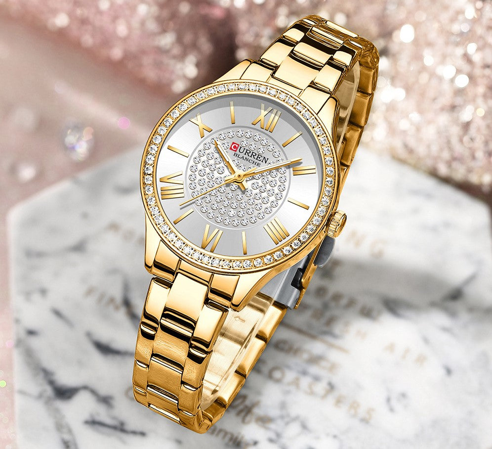 TECKMOOR CURREN Ladies Steel Watch - Gold White