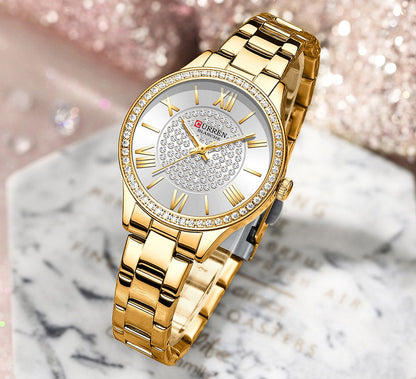 TECKMOOR CURREN Ladies Steel Watch - Gold White